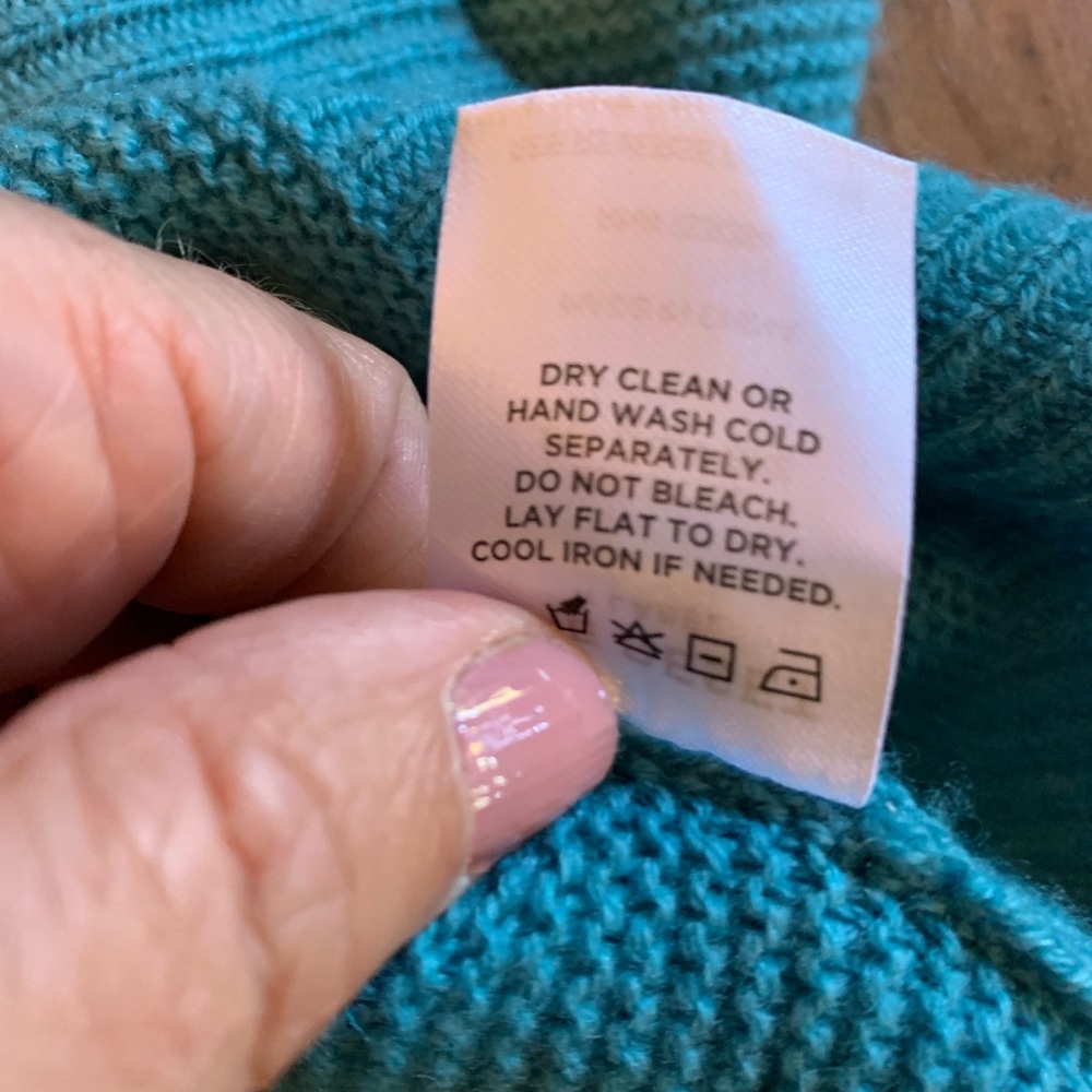 The Reset by R Label Wool Cashmere Blue Funnel Neck Sweater L/XL Top - Picture 10 of 10